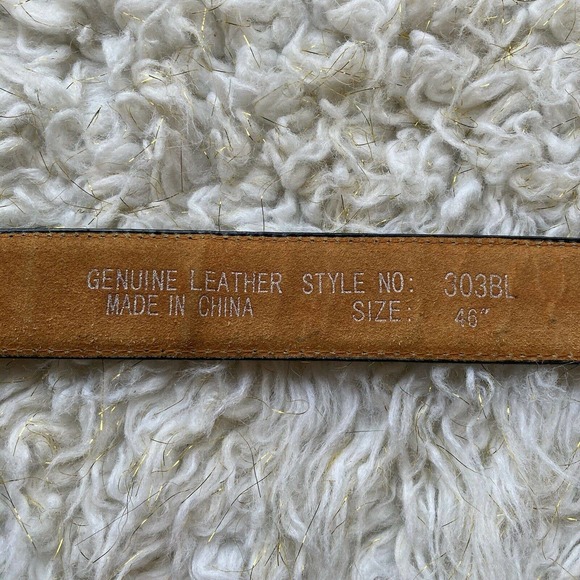 Genuine Leather Belt Mens Waist 46” Black Dress Casual Work Career - Picture 2 of 5